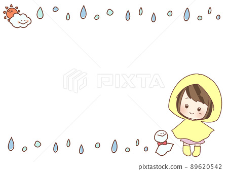 Cute girl and rainy season design frame 89620542