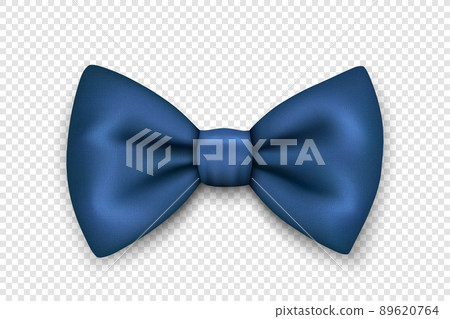 Vector 3d Realistic Blue Textured Bow Tie Icon Closeup Isolated. Silk Glossy Bowtie, Tie Gentleman. Mockup, Design Template. Bow tie for Man. Mens Fashion, Fathers Day Holiday 89620764