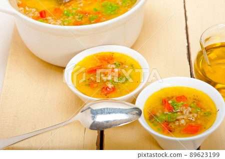 Syrian barley broth soup Aleppo style 89623199