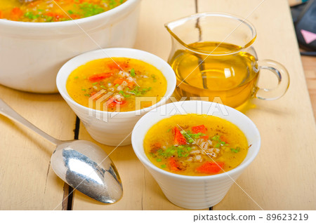Syrian barley broth soup Aleppo style Syrian barley broth soup Aleppo style 89623219