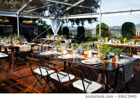 Table set for wedding or another catered event dinner Table set for wedding or another catered event dinner 89623940