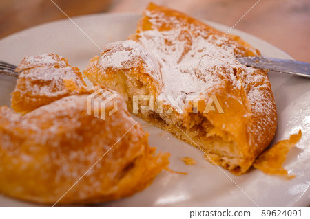 Majorca traditional confectionery Ensaimada with Cabejo de Angel Majorca traditional confectionery Ensaimada with Cabejo de Angel 89624091