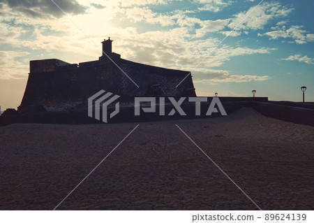 Castillo de San Gabriel on the beach of Lanzarote Island. Spain 89624139