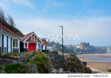 Old beach huts at Scarborough, UK Old beach huts at Scarborough, UK 89624197