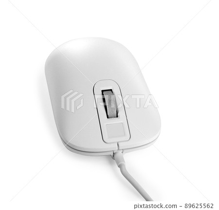 Modern wired optical mouse isolated on white 89625562