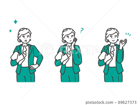 Illustration material of various facial expressions of female managers 89627373