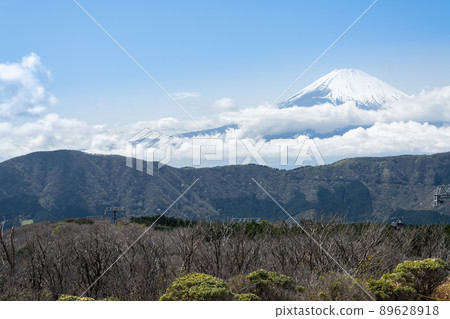 Rough Mt. Fuji seen from Owakudani in early spring Rough Mt. Fuji seen from Owakudani in early spring 89628918
