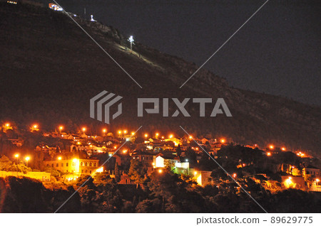 Croatian World Cultural Heritage Dubrovnik Mount Srđ Night View Croatian World Cultural Heritage Dubrovnik Mount Srđ Night View 89629775