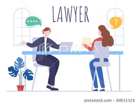 Lawyer, Attorney and Justice with Laws, Scales, Buildings, Book or Wooden Judge Hammer to Consultant in Flat Cartoon Illustration Lawyer, Attorney and Justice with Laws, Scales, Buildings, Book or Wooden Judge Hammer to Consultant in Flat Cartoon Illustration 89631329
