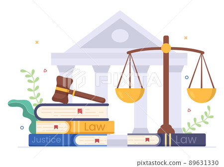 Lawyer, Attorney and Justice with Laws, Scales, Buildings, Book or Wooden Judge Hammer to Consultant in Flat Cartoon Illustration Lawyer, Attorney and Justice with Laws, Scales, Buildings, Book or Wooden Judge Hammer to Consultant in Flat Cartoon Illustration 89631330