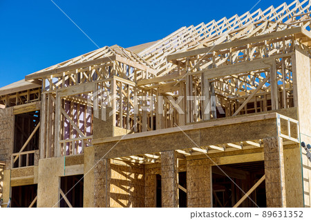 Exterior view construction new residential home. Exterior view construction new residential home. 89631352