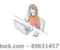 Woman doing remote work at home 89631457