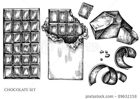Vector set of hand drawn black and white chocolate 89632158