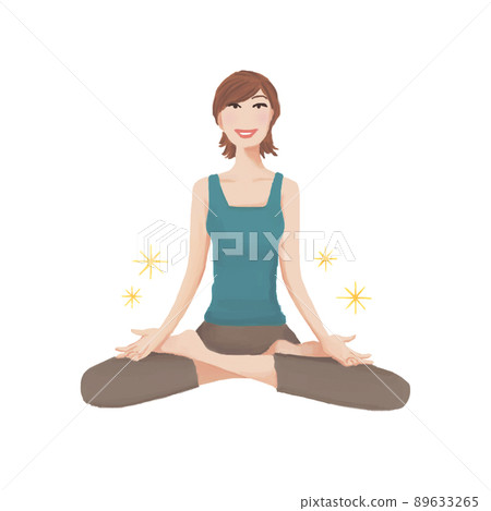一個閃亮的女人做瑜伽的插圖 一個閃亮的女人做瑜伽的插圖 89633265