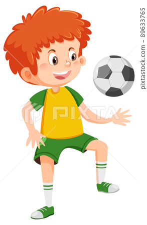 Cute boy playing football cartoon 89633765
