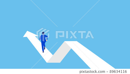 Illustration of a business person running on a rising arrow, vector Illustration of a business person running on a rising arrow, vector 89634116
