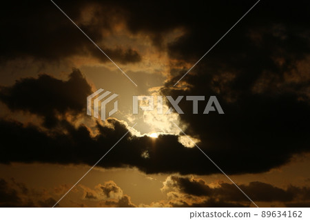 Thunderclouds in the sky over the Mediterranean Sea in northern Israel 89634162