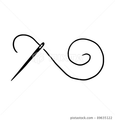 Tailor needle with thread. Needle illustration 89635122