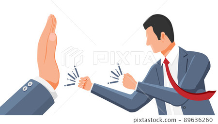 Big Hand Show Stop Gesture to Businessman. 89636260