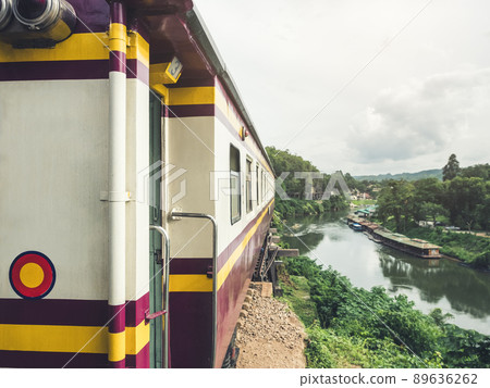 Train railway track River landscape Asia country 89636262