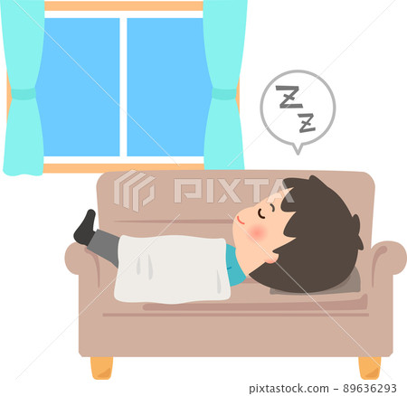 一個男人在沙發上睡午覺 89636293