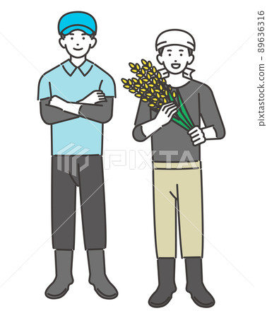 Vector illustration of farmer with harvested rice / Agriculture / Horticulture Vector illustration of farmer with harvested rice / Agriculture / Horticulture 89636316