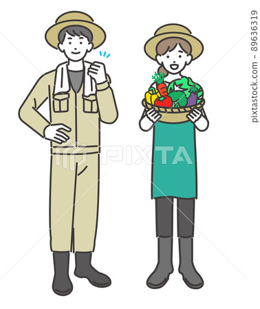 Vector illustration of a farmer with harvested vegetables / Agriculture / Horticulture Vector illustration of a farmer with harvested vegetables / Agriculture / Horticulture 89636319
