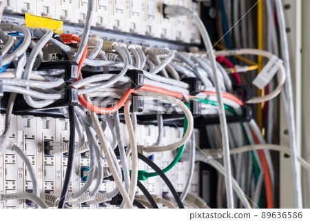patch cables connected to switch inside server room 89636586