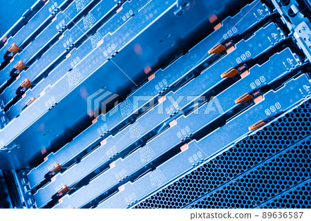 detail trays with hard drives inside data cloude center 89636587