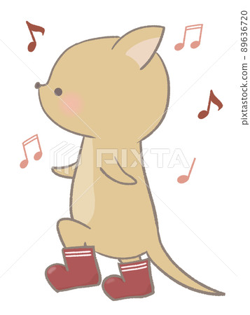 Illustration of a kangaroo kid wearing boots 89636720