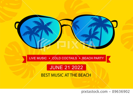 Summer party poster with summer tropical element background. Summer party poster with summer tropical element background. 89636902