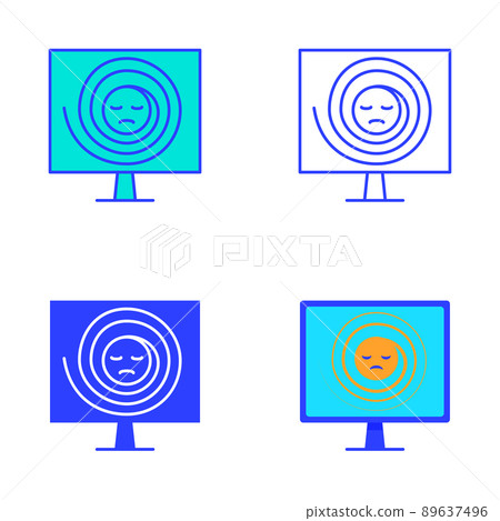 Computer monitor with sad smiley icon Computer monitor with sad smiley icon 89637496