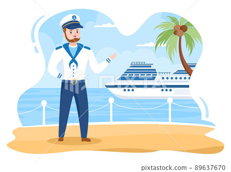 Man Cruise Ship Captain Cartoon Illustration in...-插圖素材