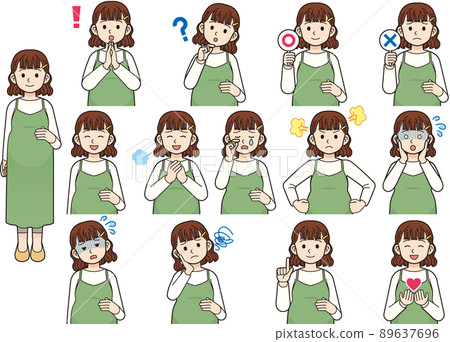孕婦面部表情各種 set_line 繪圖 89637696