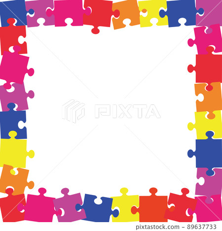 Rainbow jigsaw puzzle square type box frame background image 89637733