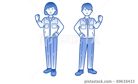 Work clothes Young men and women whole body 89638433