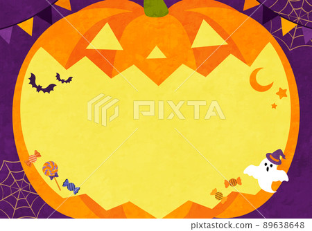 Halloween pumpkin vector illustration frame background (Halloween) 89638648