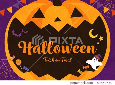 Halloween pumpkin vector illustration frame background (Halloween) 89638650