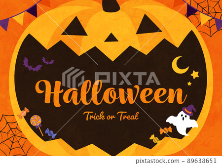 Halloween pumpkin vector illustration frame background (Halloween) 89638651