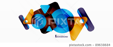 Line, triangle, square and circle primitive composition. Vector geometric minimal abstract background for wallpaper, banner, background, landing page 89638684