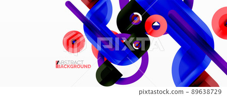 Creative geometric wallpaper. Minimal geometric background with round shapes. Trendy techno business template for wallpaper, banner, background or landing 89638729