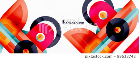 Creative geometric wallpaper. Minimal abstract background. Bright color geometric shapes on white backdrop. Business template for wallpaper, banner, background or landing Creative geometric wallpaper. Minimal abstract background. Bright color geometric shapes on white backdrop. Business template for wallpaper, banner, background or landing 89638748