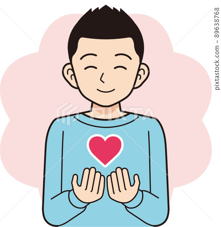 一個穿著帶有 heart_line 畫的運動衫的男人 89638768
