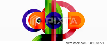 Creative geometric wallpaper. Minimal geometric background with round shapes. Trendy techno business template for wallpaper, banner, background or landing 89638771