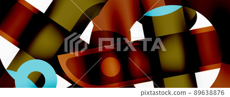 Minimalist geometric abstract background. Lines, circles with shadow effects composition wallpaper design Minimalist geometric abstract background. Lines, circles with shadow effects composition wallpaper design 89638876