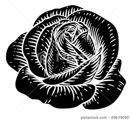 Rose Flower Vintage Woodcut Drawing Rose Flower Vintage Woodcut Drawing 89639099