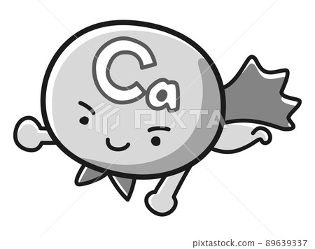 Illustration of Ca (calcium) hero character (black and white) 89639337