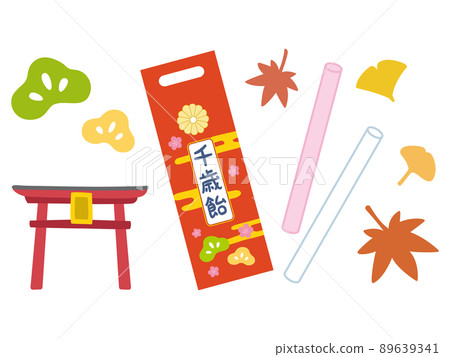 Shichigosan Chitose candy autumn leaves torii Shichigosan Chitose candy autumn leaves torii 89639341