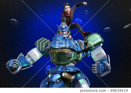 地球上最大的超級英雄機器人,肩上扛著一個男孩 地球上最大的超級英雄機器人,肩上扛著一個男孩 89639419