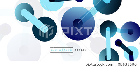 Line points connections geometric abstract background. Circles connected by lines. Trendy techno business template for wallpaper, banner, background or landing 89639596
